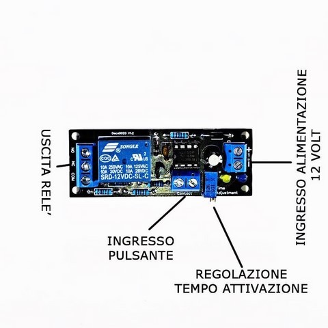 Modulo relè temporizzatore da 1 a 150 Secondi, DC 12 V attivato da pulsante